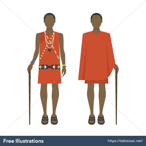 マサイの民族衣装の無料イラスト素材
