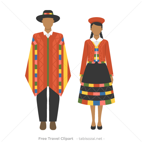 ペルーの民族衣装(ペルー)のイラスト素材