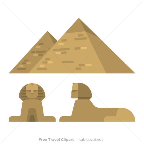 ピラミッドとスフィンクス(エジプト)のイラスト素材