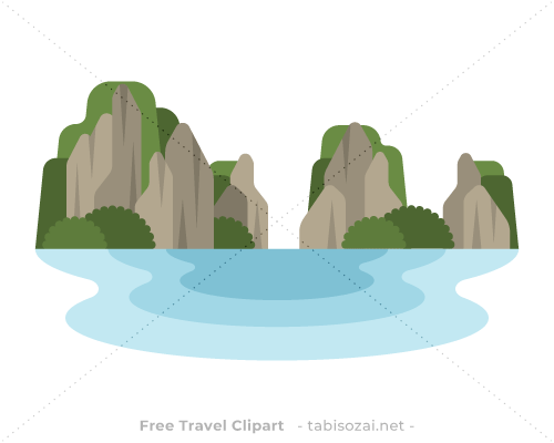 Ha Long Bay (Vịnh Hạ Long)(Vietnam) free travel clipart illustration