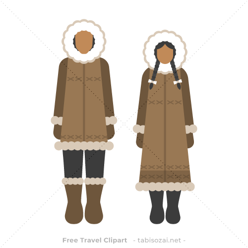 イヌイットの民族衣装(カナダ)のイラスト素材