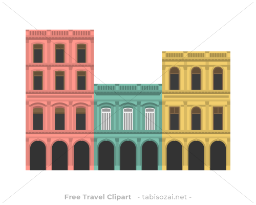 オールド・ハバナの街並み(キューバ)のイラスト素材