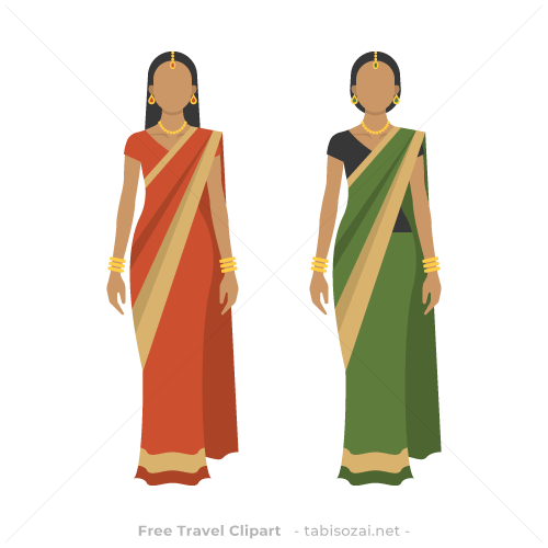 サリー(インド)のイラスト素材