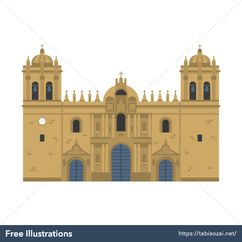 クスコ大聖堂の無料イラスト素材