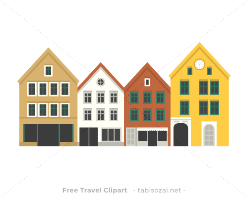 Bryggen (Bergen)(Norway) free travel clipart illustration