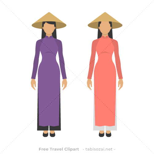 アオザイ(ベトナム)のイラスト素材