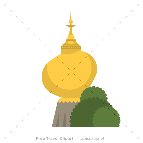 Golden Rock (ကျိုက်ထီးရိုးဘုရား)(Myanmar) free travel clipart illustration