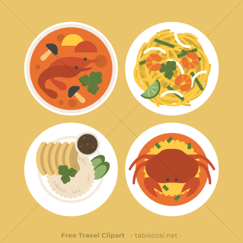 Thai Food (อาหารไทย)(Thailand) free travel clipart illustration