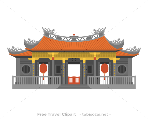 Lungshan Temple (龍山寺)(Taiwan) free travel clipart illustration