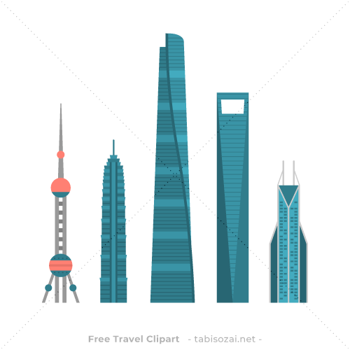 上海のビル群(中国)のイラスト素材
