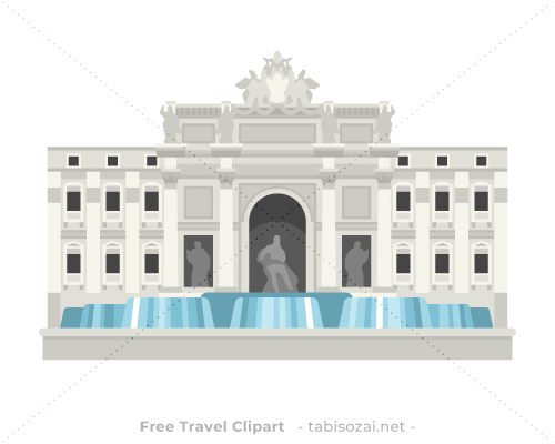 Trevi Fountain (Fontana di Trevi)(Italy) free travel clipart illustration