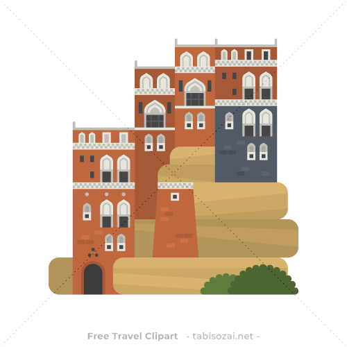 Dar al-Hajar (قصر الحجر)(Yemen) free travel clipart illustration
