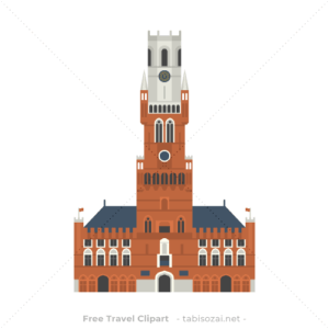 ブルージュの鐘楼の無料イラスト素材