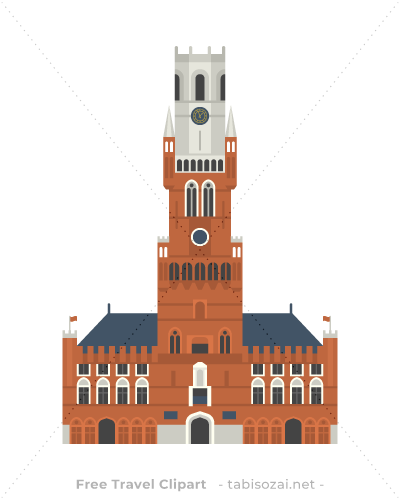 ブルージュの鐘楼(ベルギー)のイラスト素材