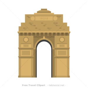 インド門の無料イラスト素材