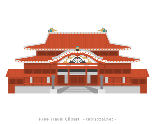 Shuri Castle(Japan) free travel clipart illustration