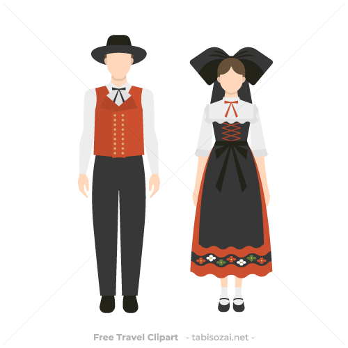 アルザスの民族衣装(フランス)のイラスト素材