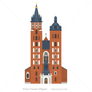 クラクフの聖マリア教会の無料イラスト素材