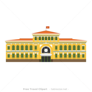 サイゴン中央郵便局の無料イラスト素材