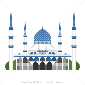 スルタン・サラディン・アブドゥル・アジズ・モスクの無料イラスト素材
